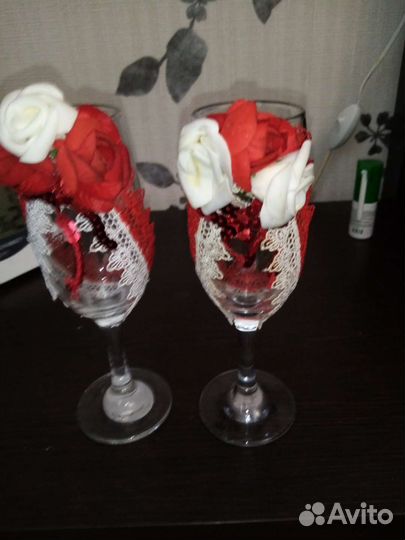 Свадебные бокалы ручной работы