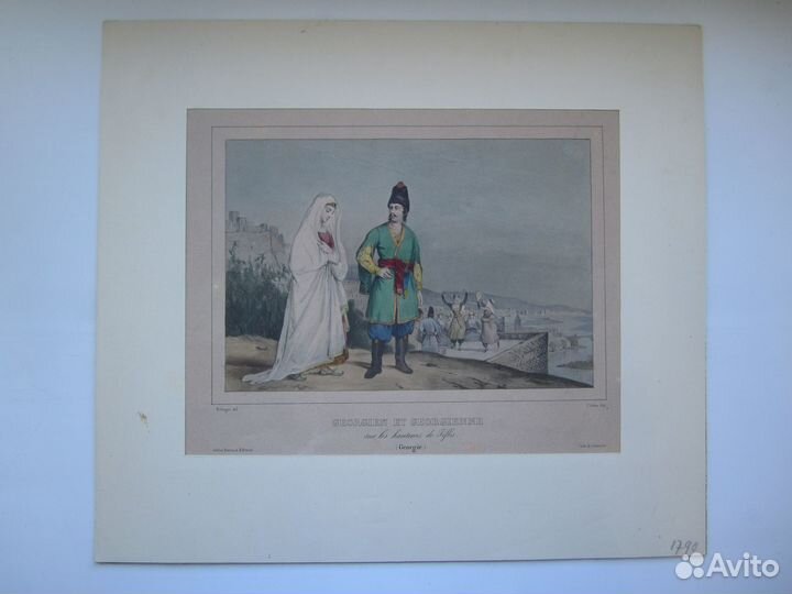 Старинная цветная литография гравюра Тифлис 19 век
