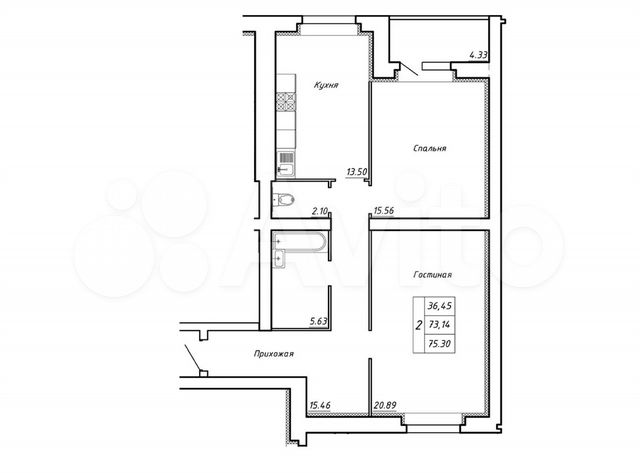 2-к. квартира, 75,3 м², 1/6 эт. на продажу в Тамбове | Купить квартиру ...