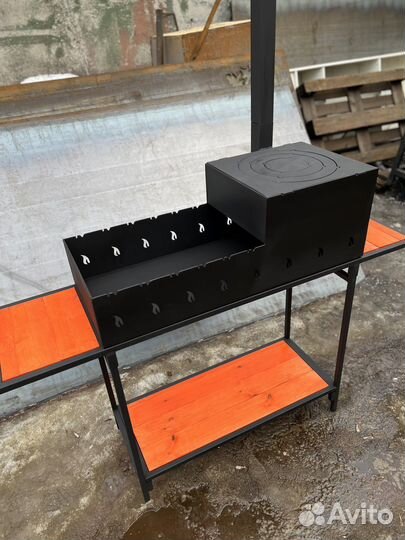 Мангал с печкой поз казан и трубой +кольца