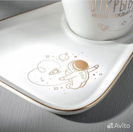 Чайная пара керамическая кружка 200 мл., блюдце