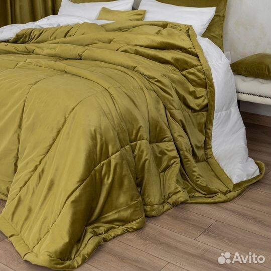 Бархатное покрывало Беллиссимо темный янтарь