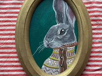 Картина кролик,овальная