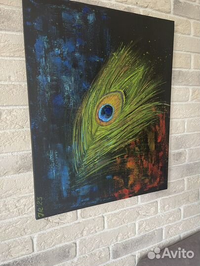 Картина « перо Павлина» «горы» « поле лаванды»