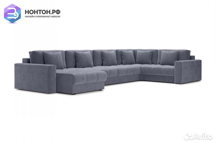Диван п-образный тик-так Монарх темно-серый