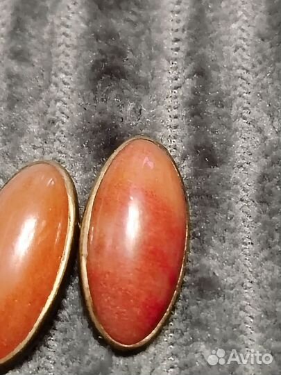 Запонки СССР сердолик