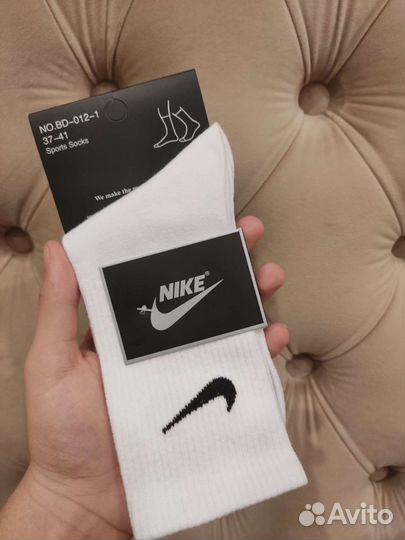 Носки, белые, высокие, длинные, Найк, nike