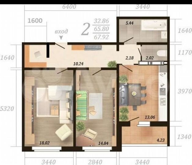 2-к. квартира, 70 м², 9/19 эт.