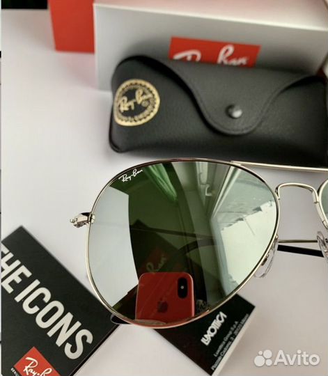 Очки ray ban aviator авиаторы зеркальные