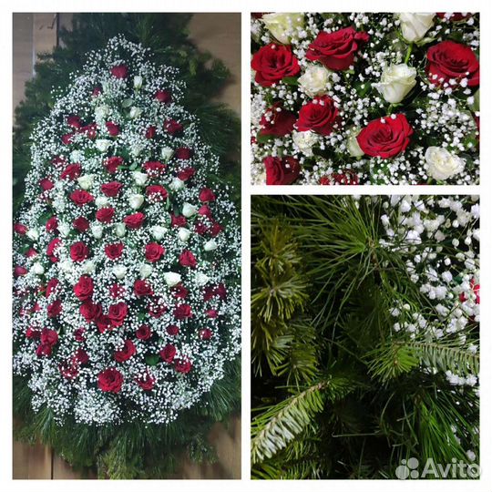 Венки ритуальные из живых цветов