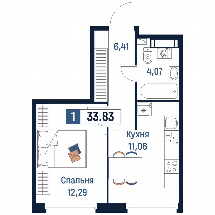 1-к. квартира, 33,8 м², 14/18 эт.