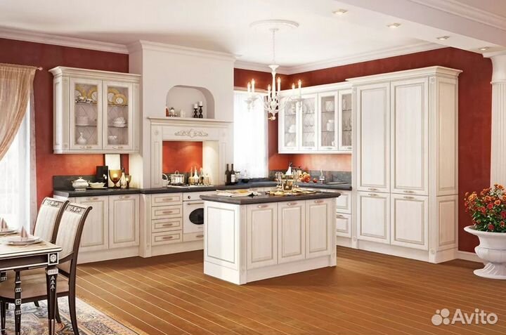 Кухня на заказ, с островом, прямая, угловая