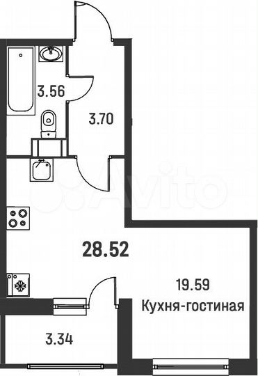 Квартира-студия, 28,5 м², 4/18 эт.