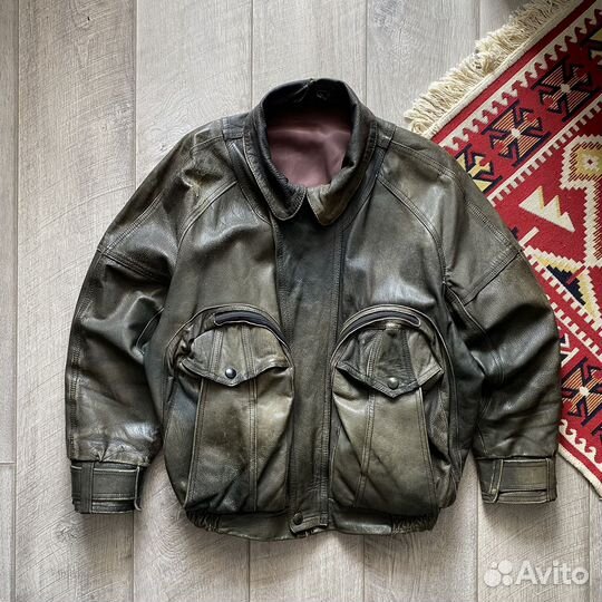 90's Leather Vintage Faded Bomber Marsh