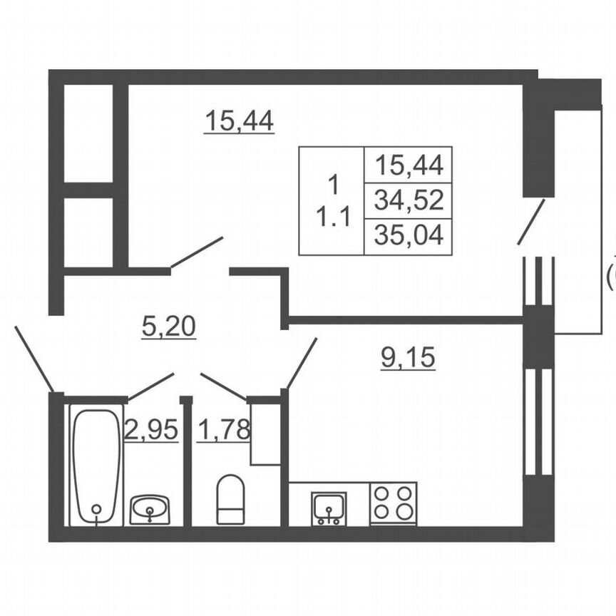 1-к. квартира, 35 м², 10/16 эт.