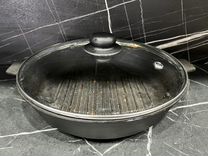 Чугунная сковородка жаровня гриль