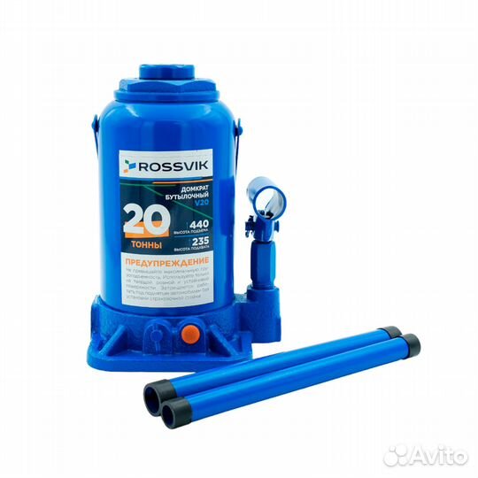 Домкрат бутылочный rossvik V20, г/п 20т