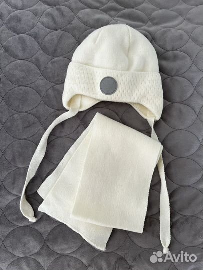 Шапка шарф набор для новорожденных зимний