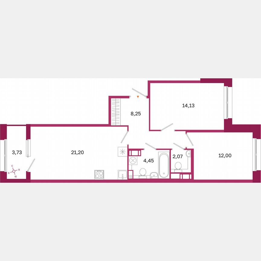 2-к. квартира, 64 м², 9/10 эт.