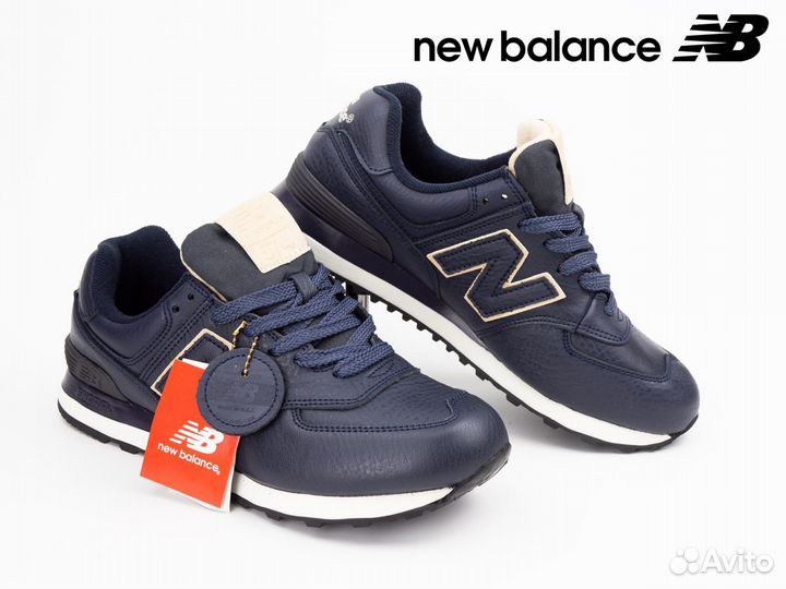 Кроссовки new balance 574 кожаные