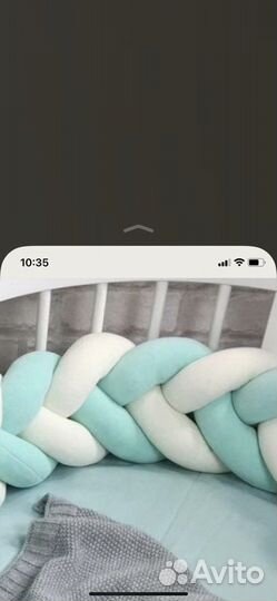 Косичка-борт цвет мятный/крем