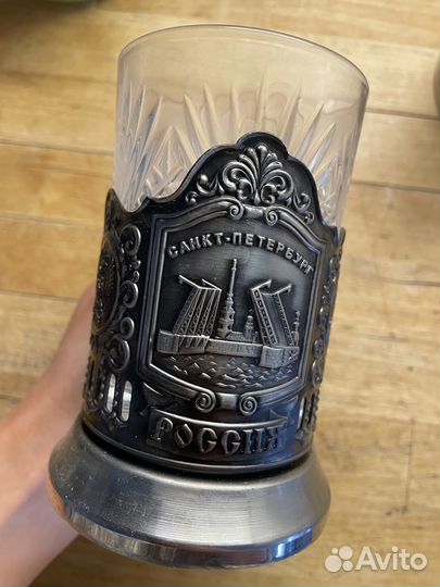 Подстаканники с хрустальными стаканами