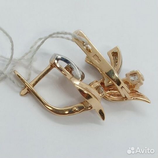 Серьги с природным камнем Золото