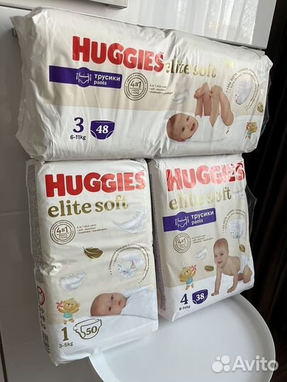 Huggies elite soft трусики 1, 3, 4