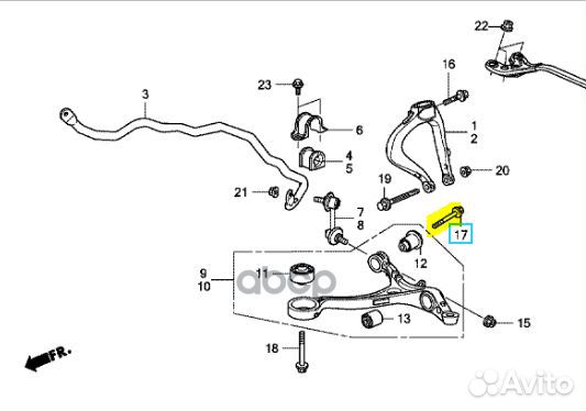 Болт переднего рычага 12x92 90118TA0A10 honda
