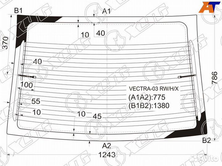 Стекло заднее Opel Vectra C