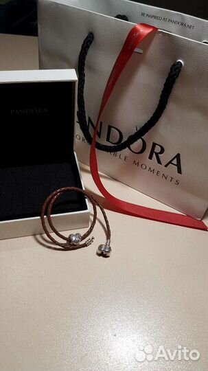 Кожаный браслет Pandora