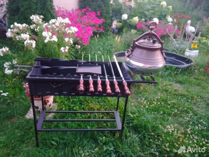 Мангал премиум с полочкой,совок,кочерга, заводской