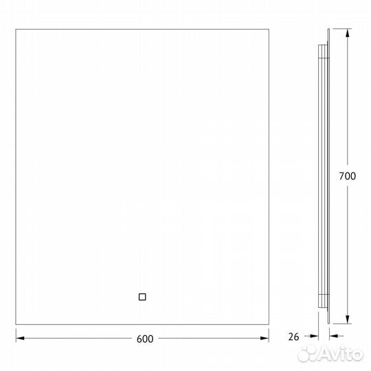 Зеркало фацет LED 60x70 glow defesto DF2516S