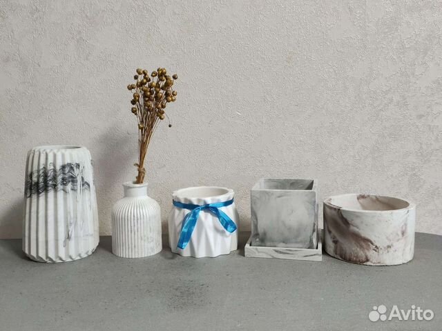 Вазы, кашпо из гипса и бетона ручной работы