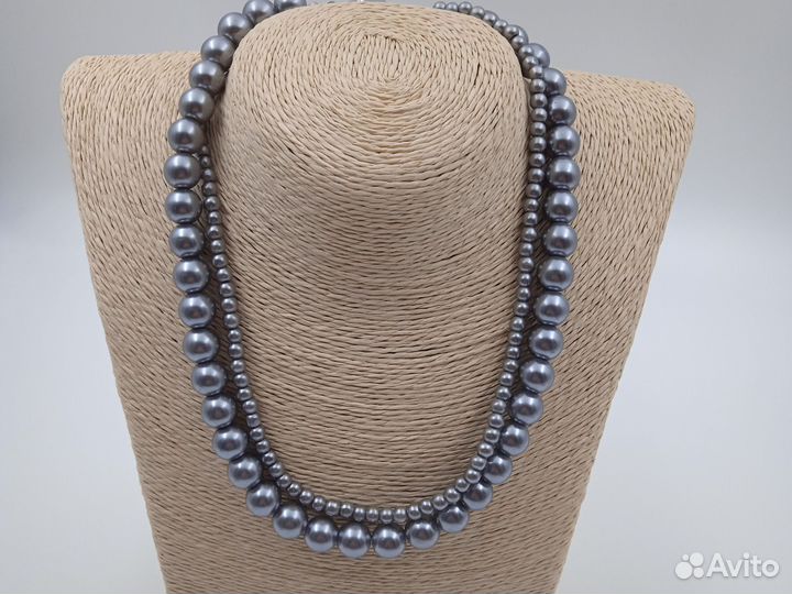 Бусы Майорка черный,двойные 42см