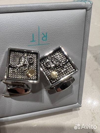 Запонки серебро хоккей