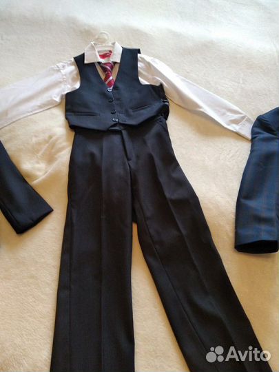 Школьный костюм+Рубашка+жилет+галстук+пиджак