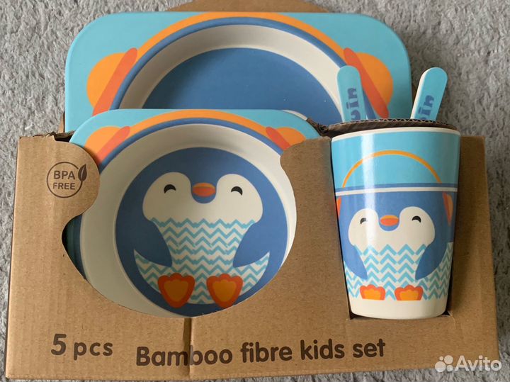 Набор посуды из бамбука для детей