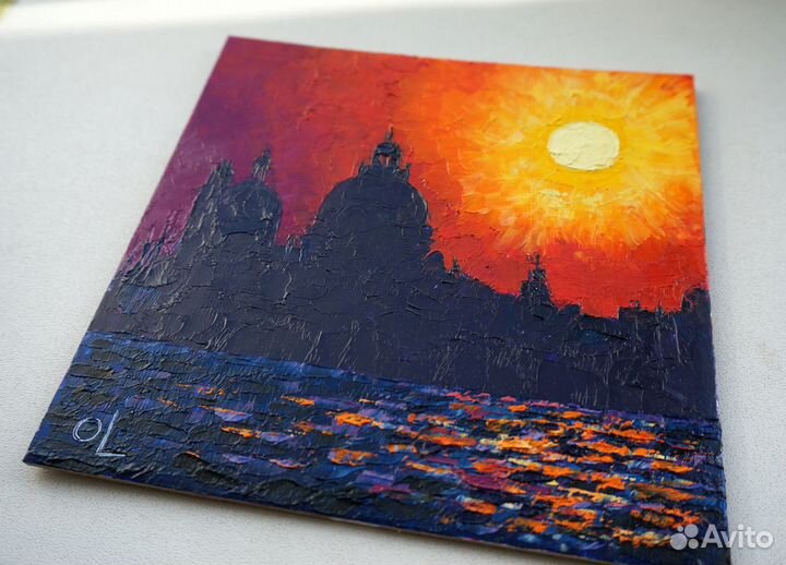 Картина маслом Венеция 15х15 см. В наличии