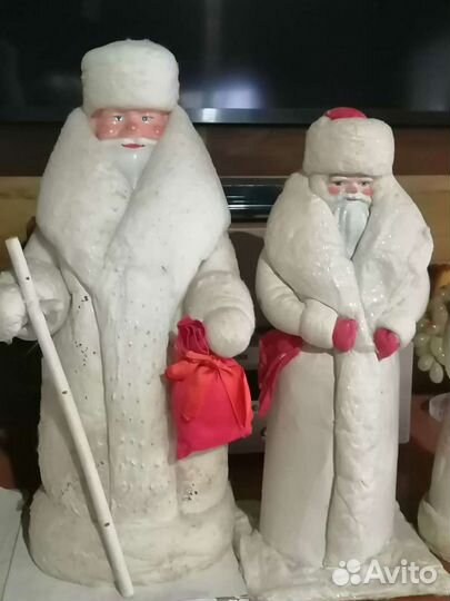 Советские игрушки Дед Мороз, ватные