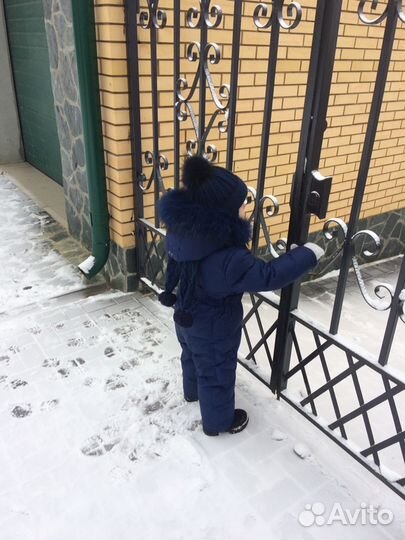 Комплект меринос синий шапка шарф варежки