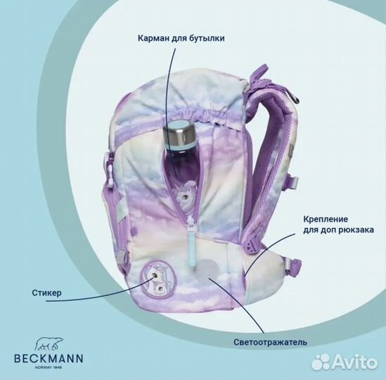Рюкзак школьный beckmann unicorn 2в1