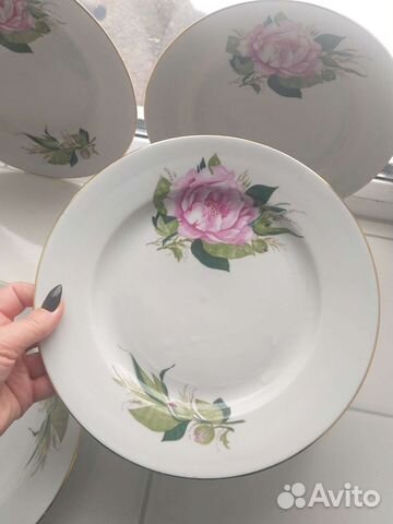 Тарелки из сервиза пионы, дулево