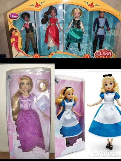 Куклы:Бэль,Тиана,Мулан,Аврора,Жасмин,Моана,Золушка
