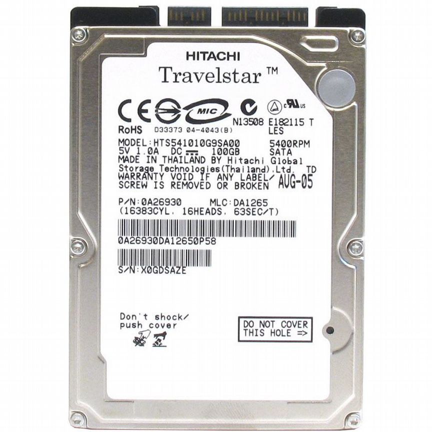 [HTS541010G9SA00] Жесткий Диск Hitachi 100gb Hts541010g9sa00