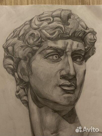 Картина, графика карандашом, Давид