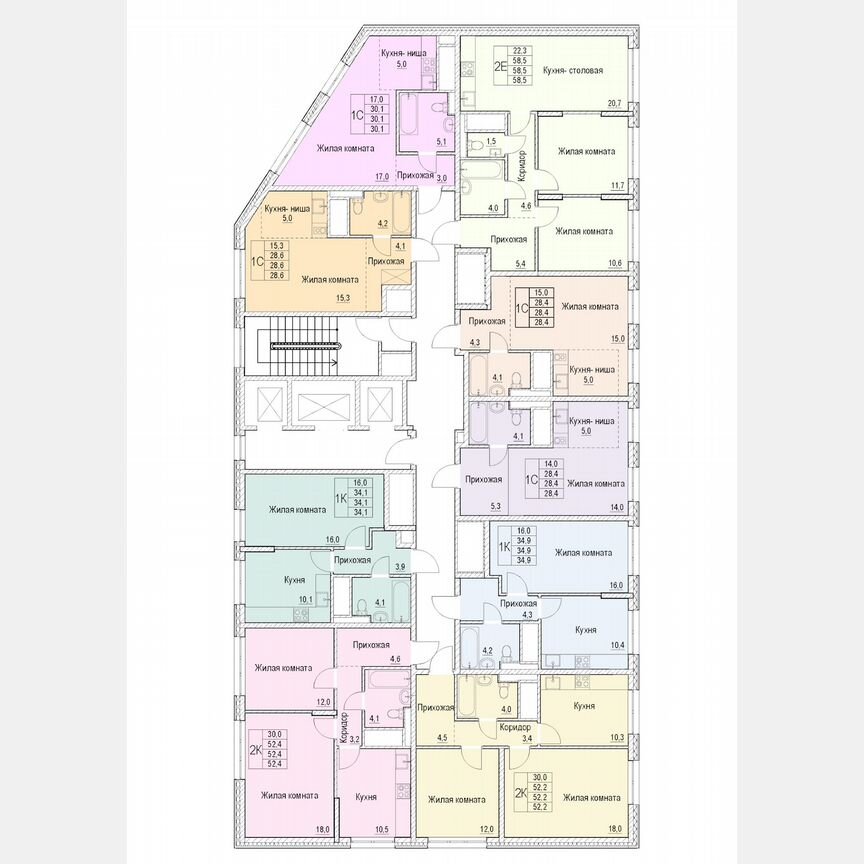 2-к. квартира, 58,5 м², 16/25 эт.