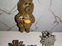 Ватные игрушки медведь, олень, грибы, снеговик
