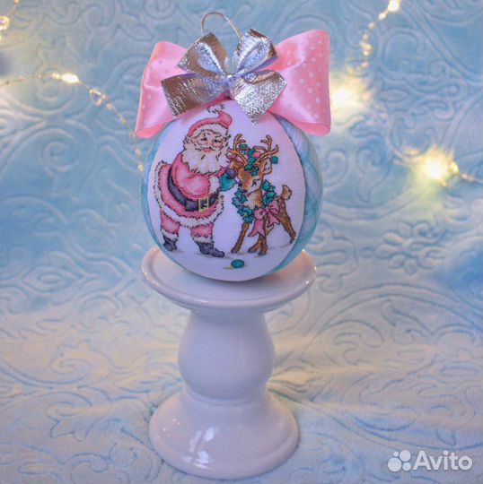 Елочная игрушки с вышивкой