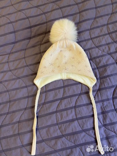 Шапка зимняя для девочки с меховым помпоном